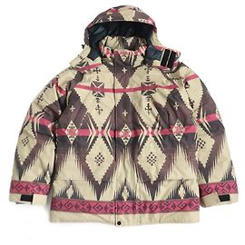 Beige Daunenjacke mit einheimischem Chimayo-Muster Supreme M Beige