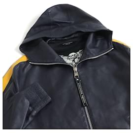 Alexander Mcqueen-Alexander McQueen Lambskin Leather Parka Navy 48-Navy blue