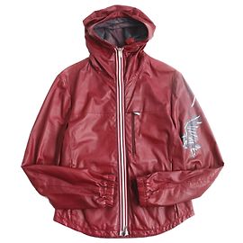 Sudadera con capucha de cuero de cordero Emporio Armani, burdeos Burdeos
