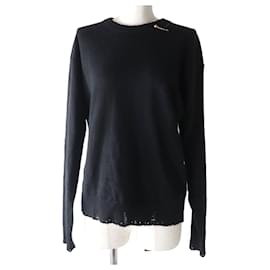 Versace-Versace Cashmere Knit Top with Medusa Pin-Black
