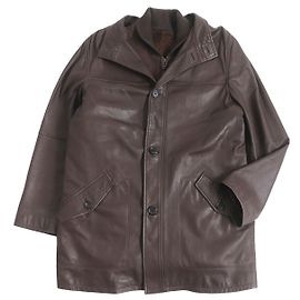 Autre Marque Dunhill Lambskin Mouton 3WAY Leather Jacket Brown