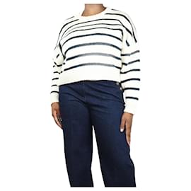Frame Denim Pull en coton rayé crème - taille L Écru