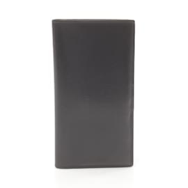 Valextra-Valextra Bi-fold Long Wallet in Black Leather-Black