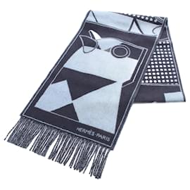 Hermès-Hermes Camayeu Cashmere Stole-Blue,Navy blue