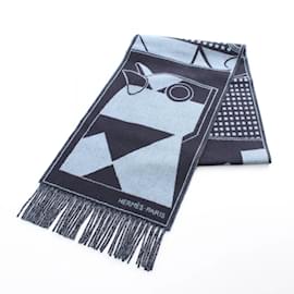 Hermès-Hermes Camayeu Cashmere Stole-Blue,Navy blue