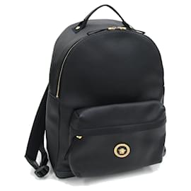 Versace Black Leather Backpack Black