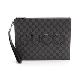 Gucci-Gucci GG Supreme Clutch Bag-Brown,Black