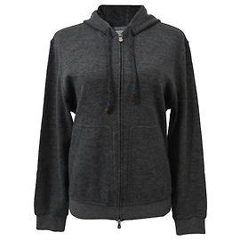 Giacca con cappuccio a doppia zip Brunello Cucinelli in cotone grigio Grigio
