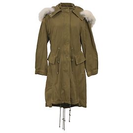 Abrigo parka Alexander Mcqueen con ribete de piel en algodón oliva Verde Verde oliva
