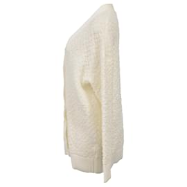 Fendi- Fendi Textured Button-Down Cardigan in Cream Wool-White,Cream