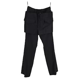 Sacai- Sacai Skirt Layered Wide-Leg Trousers in Black Polyester-Black