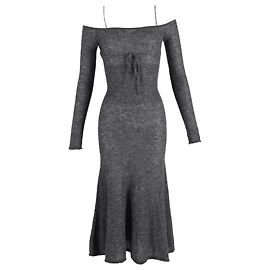 Jacquemus Maille Midi Strickkleid aus grauer Mohairwolle Grau
