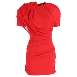 Jacquemus Mini La Robe Castagna drapierte Kleid aus rotem Polyester Rot