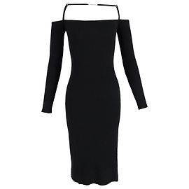 Midi-Kleid La Robe Sierra aus geripptem Strick in schwarzer Viskose von Jacquemus Schwarz
