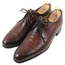 Berluti Leather Cursive Calligraphy Scritto Shoes Brown
