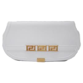 Versace-Versace Leather Clutch Bag White-White