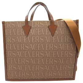 Versace-Versace 2way Tote Bag Cotton Polyester Brown-Brown