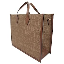 Versace-Versace 2way Tote Bag Cotton Polyester Brown-Brown