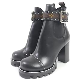 Louis Vuitton-Louis Vuitton Monogram Studded Ankle Boots-Black