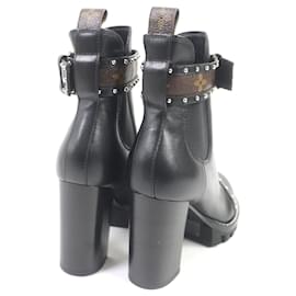 Louis Vuitton-Louis Vuitton Monogram Studded Ankle Boots-Black