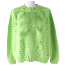 Versace Suéter de malha com logo metálico em cashmere e algodão da Hermes Verde