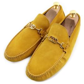 Louis Vuitton-Louis Vuitton Suede Leather Loafers Yellow-Yellow