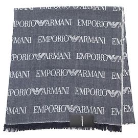 Emporio Armani Woll-Poly-Logo-Schal grau Braun