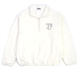 Dior Baumwolle XL Logo Halb-Zip Pullover Sweatshirt Weiß