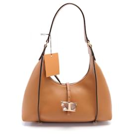 Tod's-Tod's Timeless Leather Hobo Shoulder Bag Brown-Brown
