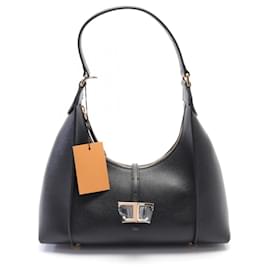 Tod's-Tod's Leather Timeless Hobo Shoulder Bag Black-Black