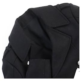 Balmain-Balmain Wool Emblem Button Double Breasted Coat-Black