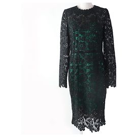 Vestido de encaje de algodón Dolce & Gabbana negro verde 46 Otro