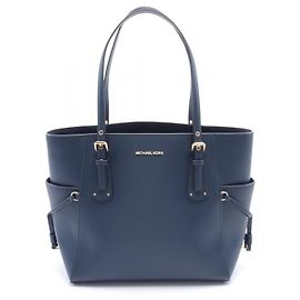 Michael Kors Voyager Leather Tote Bag Navy Blue