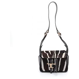 Tod's-Tod's Timeless Leather Shoulder Bag Brown/White-Brown