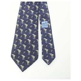 Autre Marque-Hermes Silk Tie Navy Multicolor-Other