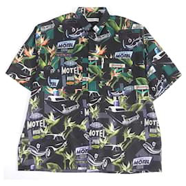 Givenchy-Givenchy Silk Motel Print Short Sleeve Shirt-Black