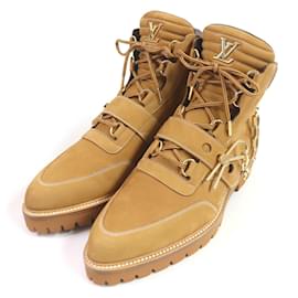 Louis Vuitton-Louis Vuitton Creeper Line Ankle Work Boots Beige-Beige