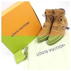Louis Vuitton-Louis Vuitton Creeper Line Ankle Work Boots Beige-Beige