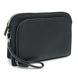 Prada-Prada Second Bag Black Leather Saffiano Clutch-Black