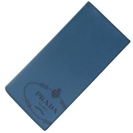 Prada-Prada Bi-fold Long Wallet-Blue,Navy blue