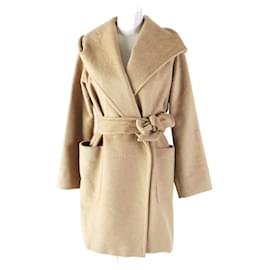 Abrigo envolvente con capucha y cinturón camel Max Mara 36 Camello