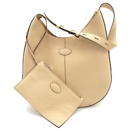 Tod's-Tod's Leather Shoulder Bag Beige-Beige