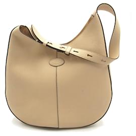 Tod's-Tod's Leather Shoulder Bag Beige-Beige