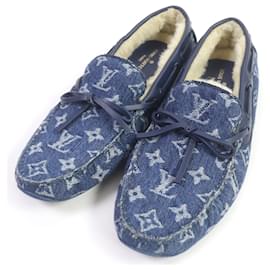 Louis Vuitton-Louis Vuitton Monogram Denim Moccasins Loafers Blue-Blue