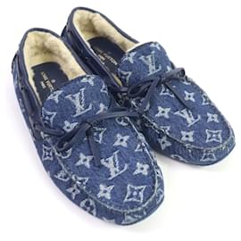 Louis Vuitton-Louis Vuitton Monogram Denim Moccasins Loafers Blue-Blue