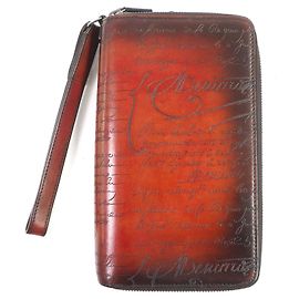 Balenciaga Berluti Leder Calligraphy Scritto Reisetasche Braun