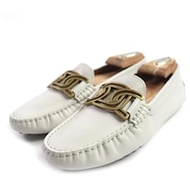 Tod's-Tod's Leather Loafer Shoes Light Gray-Other