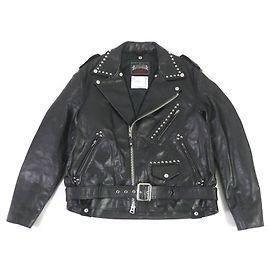 Autre Marque Jaqueta de couro com tachas Sacai Schott WZIP Double Riders Preto