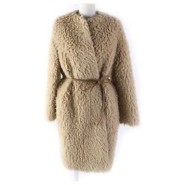 Max Mara Alpaca Polyester Belted Teddy Bear Coat Beige