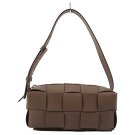 Bolsa de ombro em couro Small Brick Cassette da Bottega Veneta Cinza